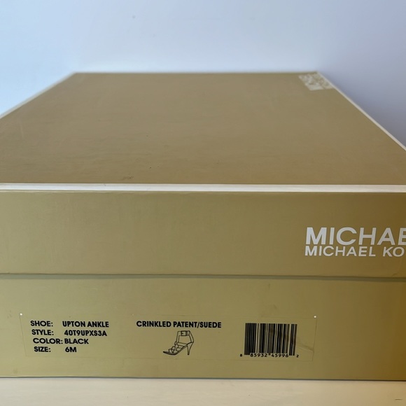 MICHAEL Michael Kors Upton Ankle Heels Crinkled Patent Leather Suede Black Sz 6 - Picture 7 of 7